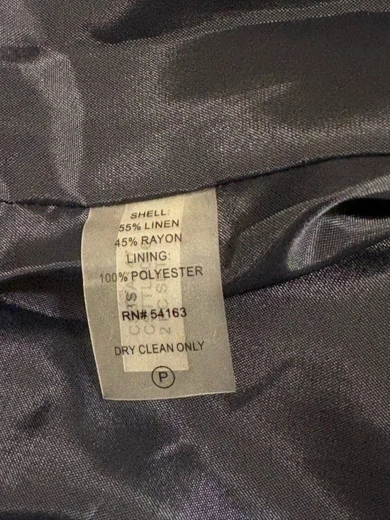 Calvin Klein Blaze Navy  blue Single-Breasted Notch Lapel  Linen Size 16 - Picture 9 of 13